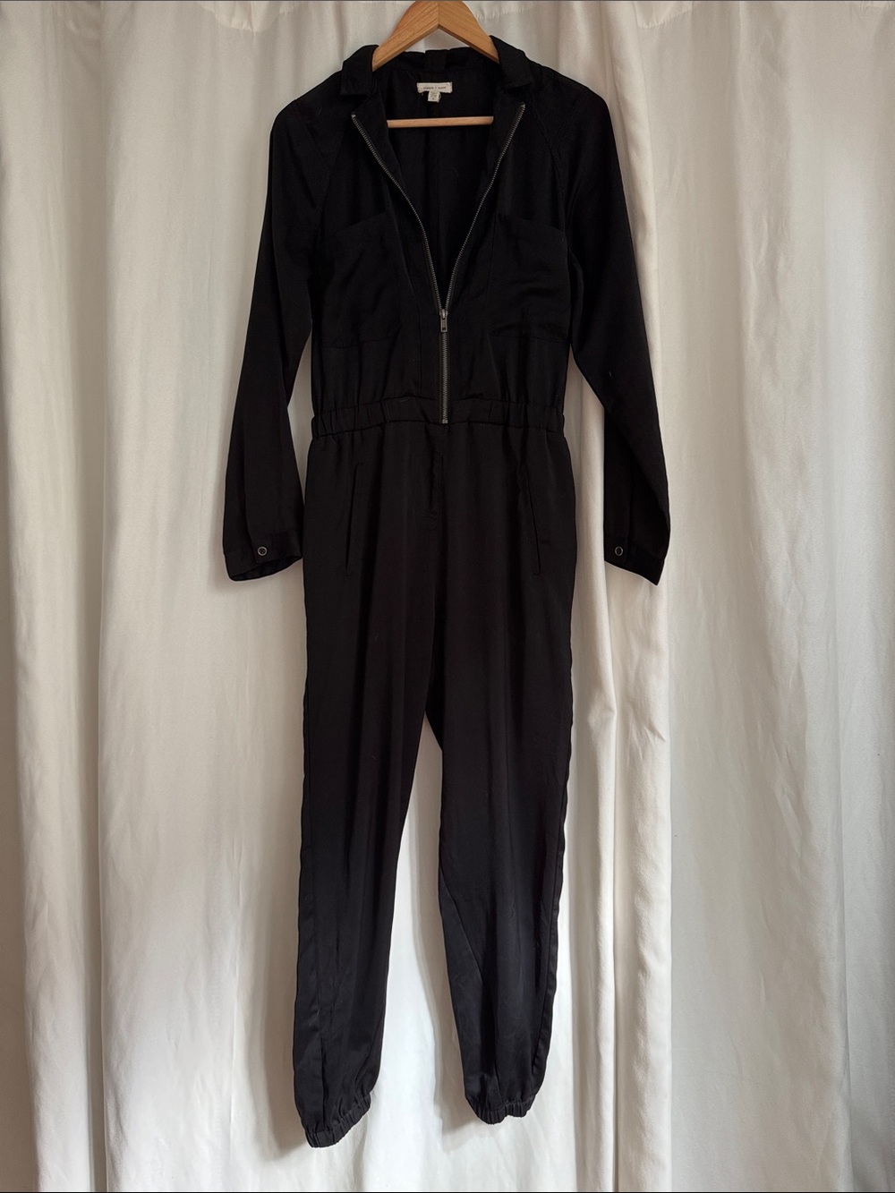 silence + noise Black Zip-Front Long Sleeve Jumpsuit
